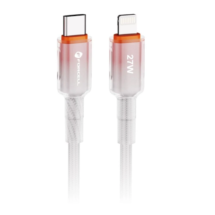 Stylowy kabel USB-C do Lightning Forcell F-Energy Gradient 27W PD – 1 m – Biały