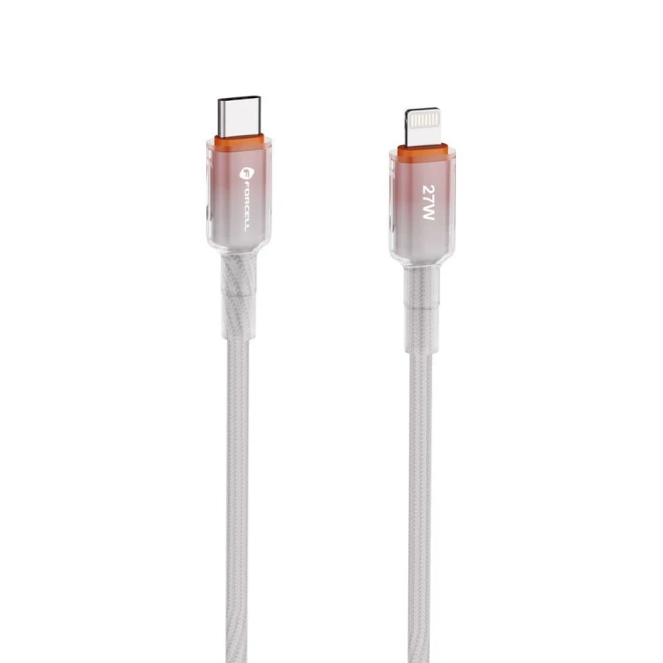 Stylowy kabel USB-C do Lightning Forcell F-Energy Gradient 27W PD – 1 m – Biały