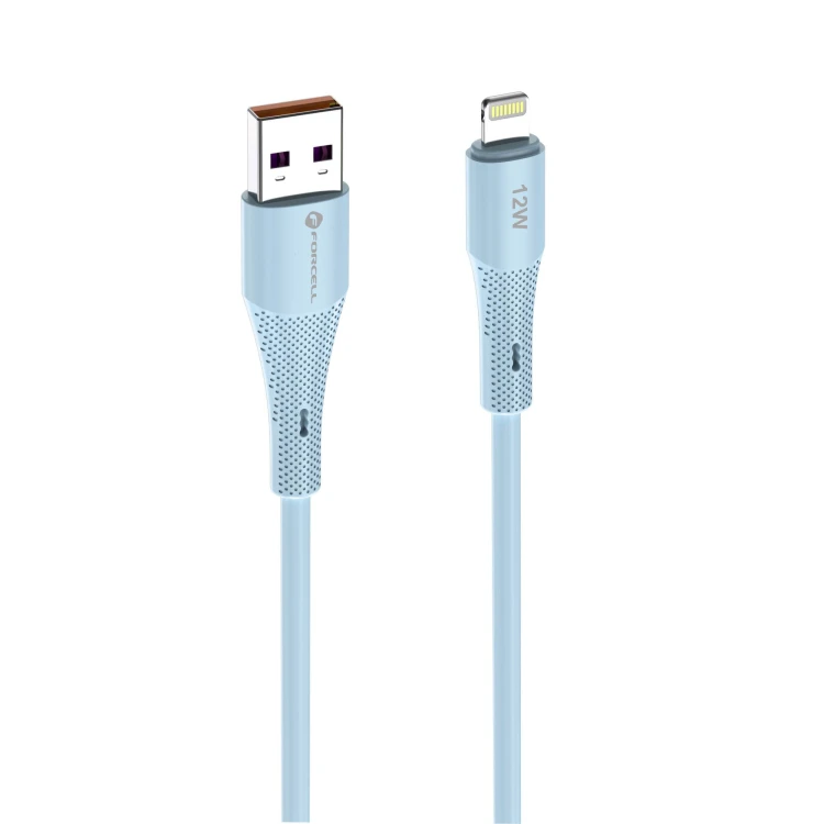 Elastyczny kabel USB-A do Lightning Forcell F-Energy Silicone 12W – 1 m – Niebieski