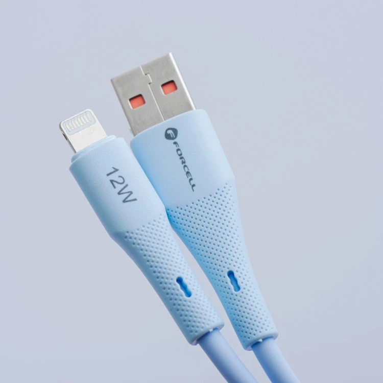 Elastyczny kabel USB-A do Lightning Forcell F-Energy Silicone 12W – 1 m – Niebieski