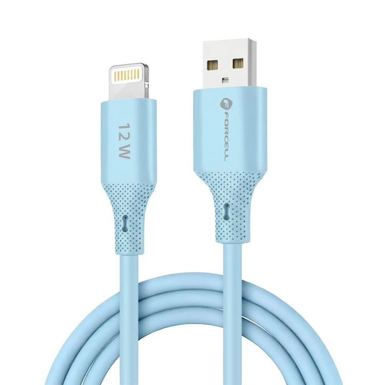 Elastyczny kabel USB-A do Lightning Forcell F-Energy Silicone 12W – 1 m – Niebieski
