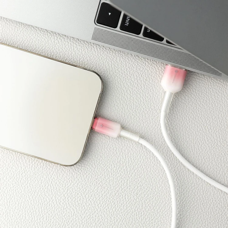 Stylowy kabel USB-A do Lightning Forcell F-Energy Gradient 12W – 1 m – Biały