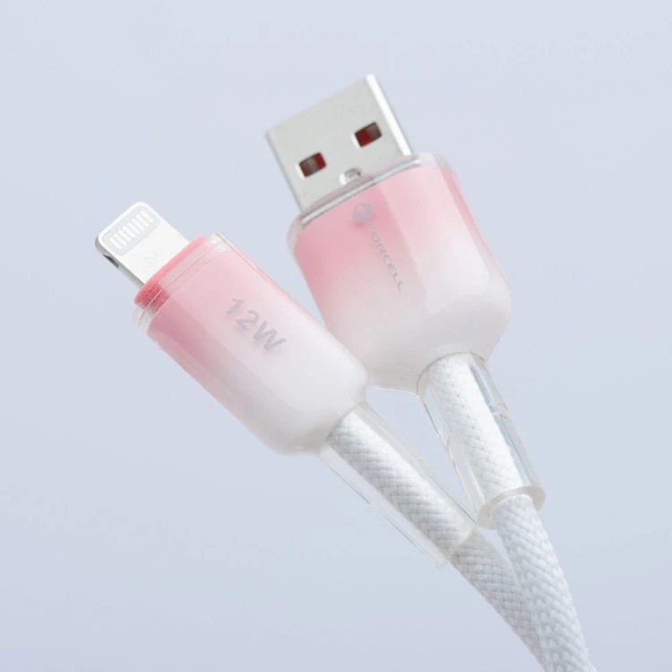 Stylowy kabel USB-A do Lightning Forcell F-Energy Gradient 12W – 1 m – Biały