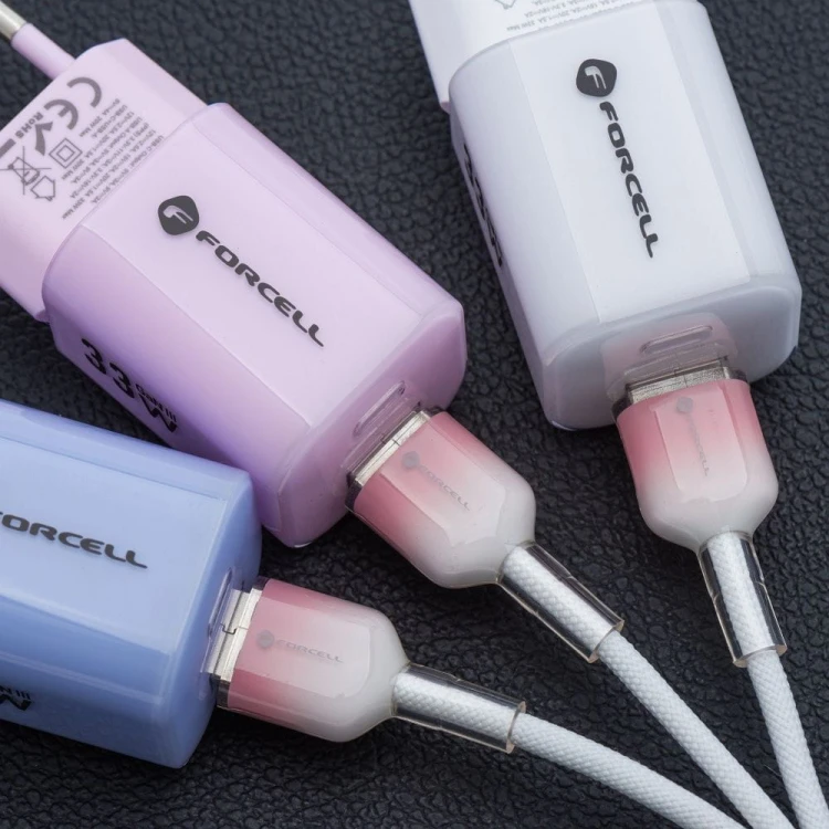 Stylowy kabel USB-A do Lightning Forcell F-Energy Gradient 12W – 1 m – Biały