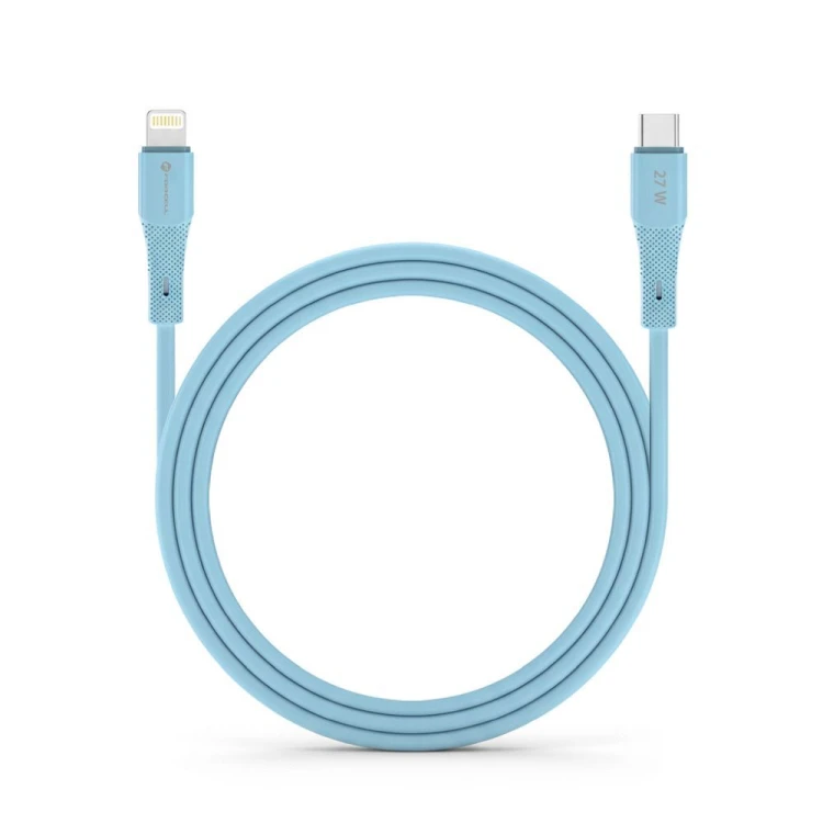 Aksamitnie elastyczny kabel USB-C do Lightning Forcell F-Energy Silicone 27W PD – 1 m – Niebieski