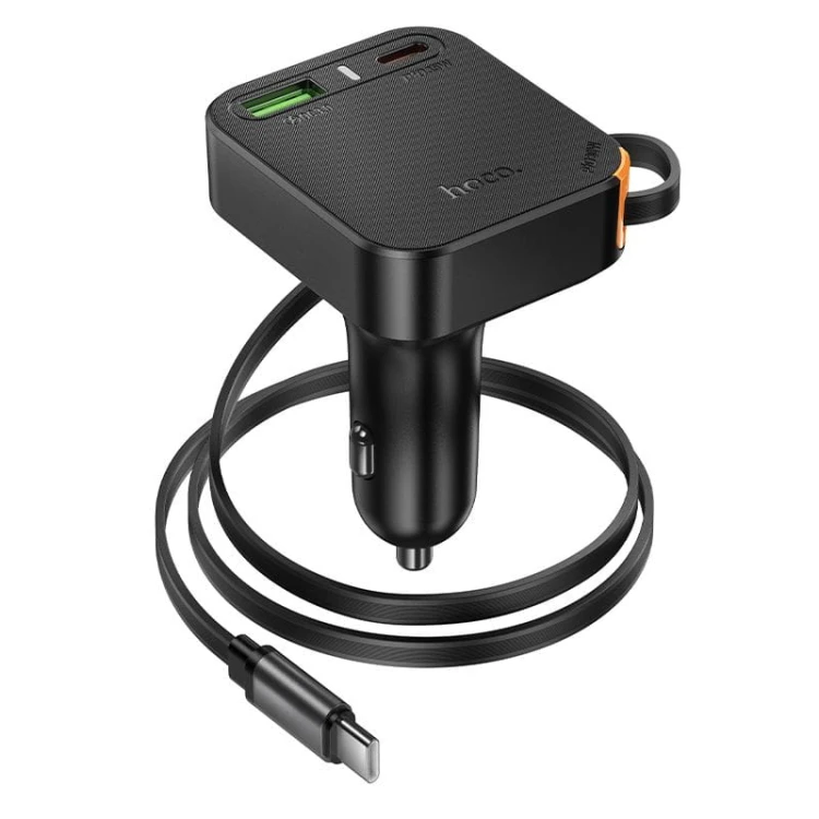Ładowarka Samochodowa Hoco NZ18 65W ze Zwijanym Kablem USB-C + USB-A