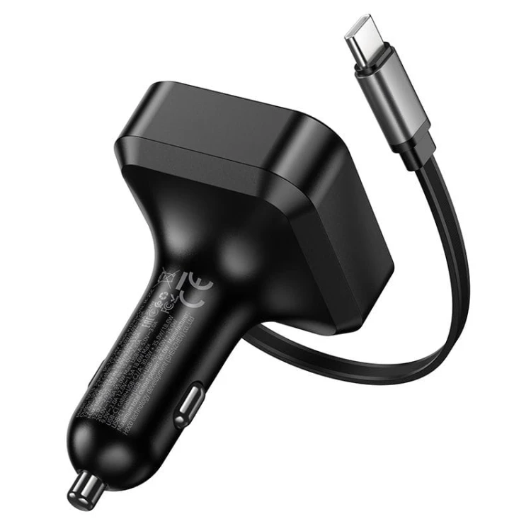Ładowarka Samochodowa Hoco NZ18 65W ze Zwijanym Kablem USB-C + USB-A