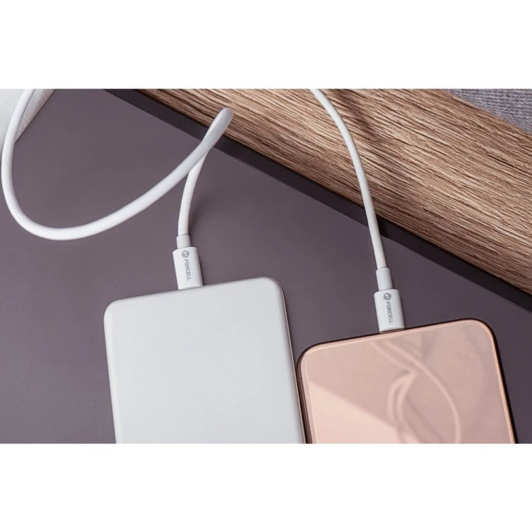 Superszybki kabel USB-C do USB-C Forcell F-Energy 100W PD z chipem E-Mark – 3 m – Biały