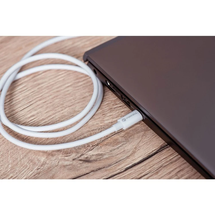 Superszybki kabel USB-C do USB-C Forcell F-Energy 100W PD z chipem E-Mark – 3 m – Biały
