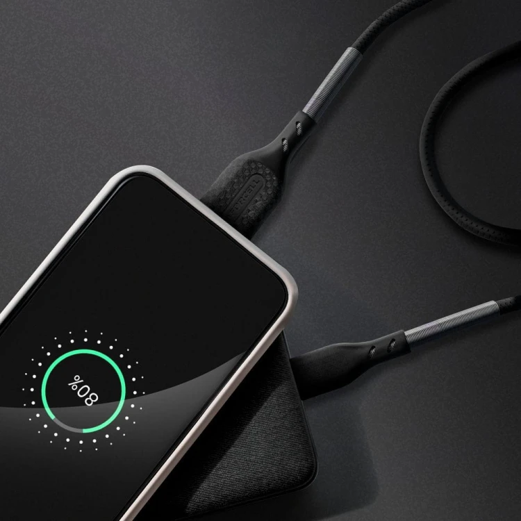 Wytrzymały kabel USB-A do USB-C Forcell F-Energy Carbon 60W QC 4.0 – 1 m – Czarny