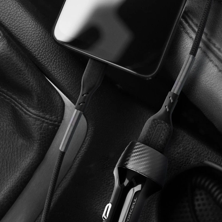 Wytrzymały kabel USB-A do USB-C Forcell F-Energy Carbon 60W QC 4.0 – 1 m – Czarny