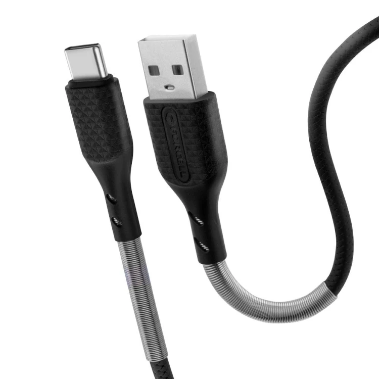 Wytrzymały kabel USB-A do USB-C Forcell F-Energy Carbon 60W QC 4.0 – 1 m – Czarny
