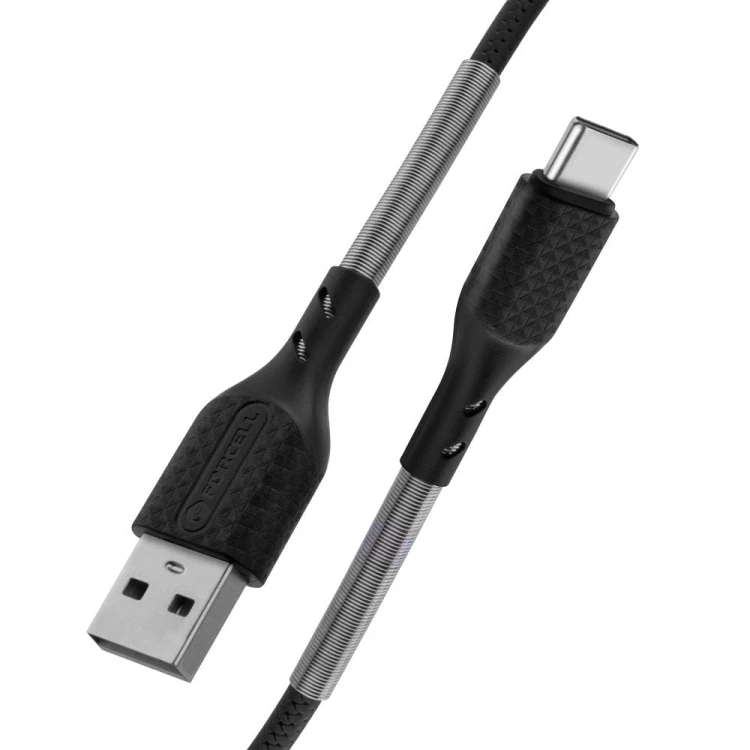 Wytrzymały kabel USB-A do USB-C Forcell F-Energy Carbon 60W QC 4.0 – 1 m – Czarny