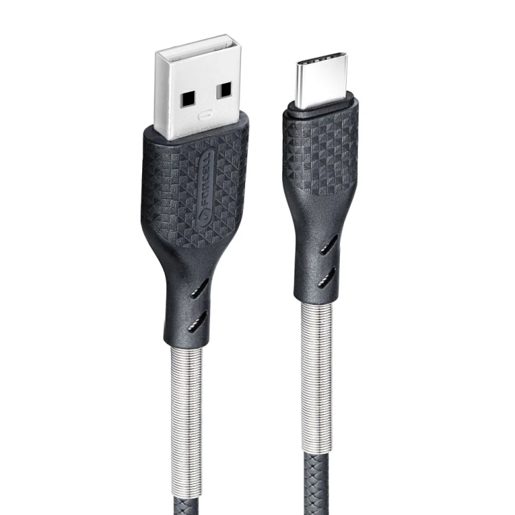 Wytrzymały kabel USB-A do USB-C Forcell F-Energy Carbon 60W QC 4.0 – 1 m – Czarny