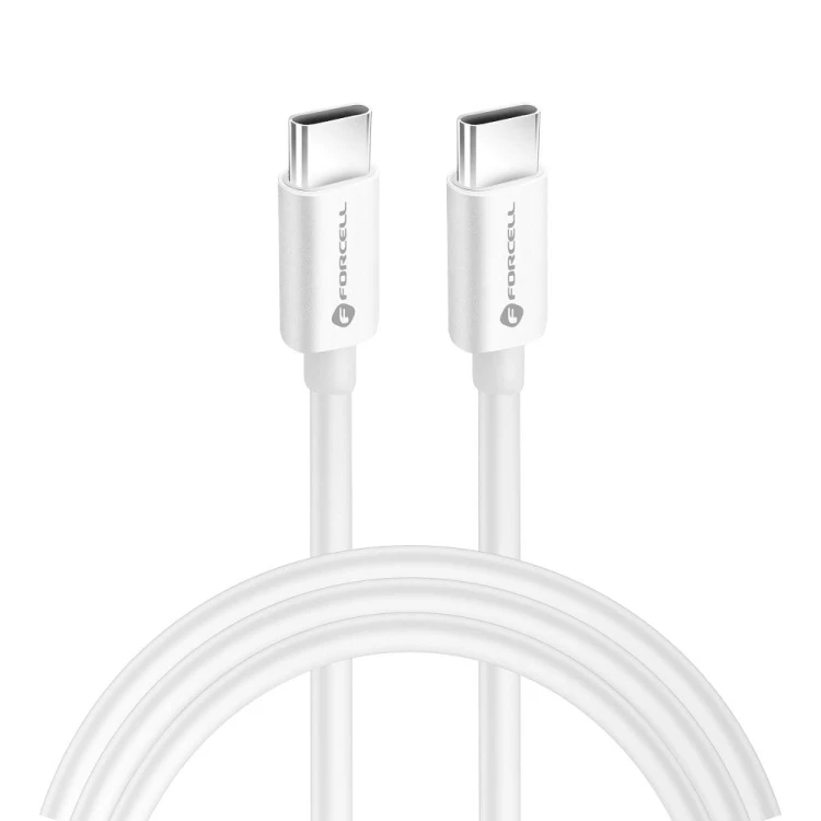 Superszybki kabel USB-C do USB-C Forcell F-Energy 100W PD z chipem E-Mark – 2 m – Biały
