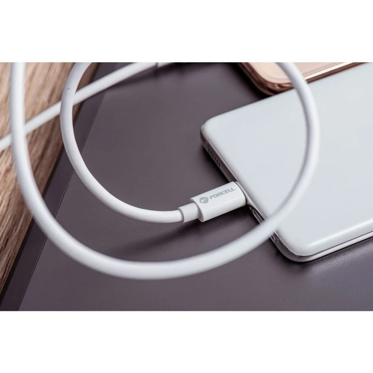Superszybki kabel USB-C do USB-C Forcell F-Energy 100W PD z chipem E-Mark – 2 m – Biały