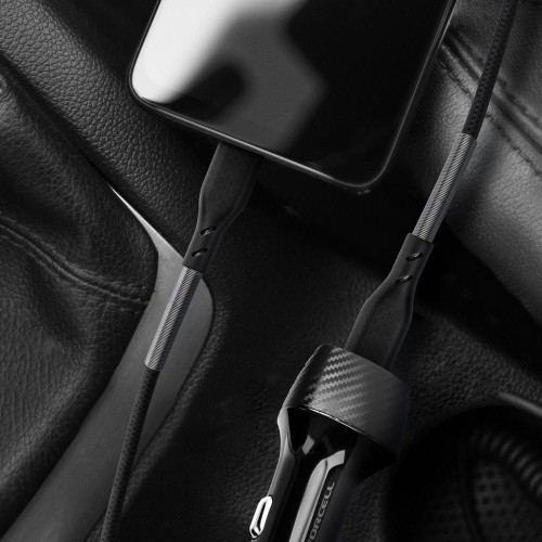 Pancerny kabel USB-C do USB-C Forcell F-Energy Carbon 66W PD – 1 m – Czarny