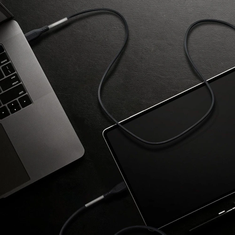 Pancerny kabel USB-C do USB-C Forcell F-Energy Carbon 66W PD – 1 m – Czarny