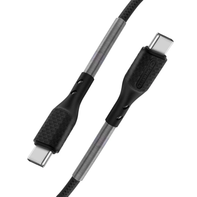 Pancerny kabel USB-C do USB-C Forcell F-Energy Carbon 66W PD – 1 m – Czarny