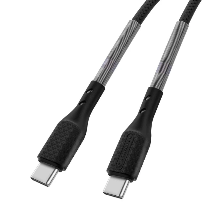 Pancerny kabel USB-C do USB-C Forcell F-Energy Carbon 66W PD – 1 m – Czarny