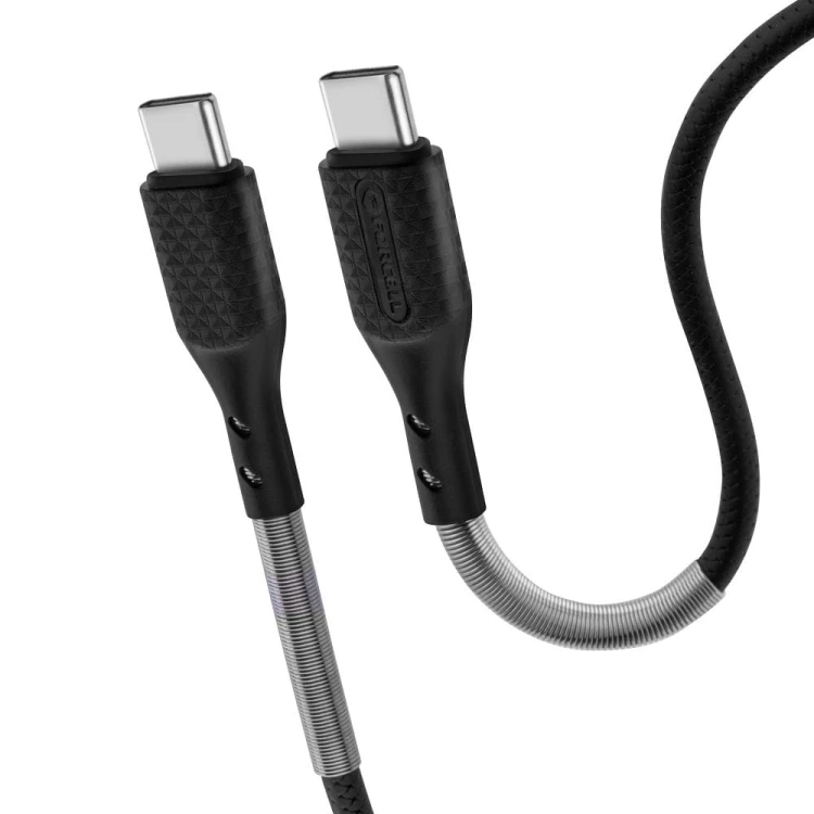 Pancerny kabel USB-C do USB-C Forcell F-Energy Carbon 66W PD – 1 m – Czarny