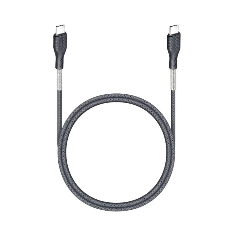 Pancerny kabel USB-C do USB-C Forcell F-Energy Carbon 66W PD – 1 m – Czarny