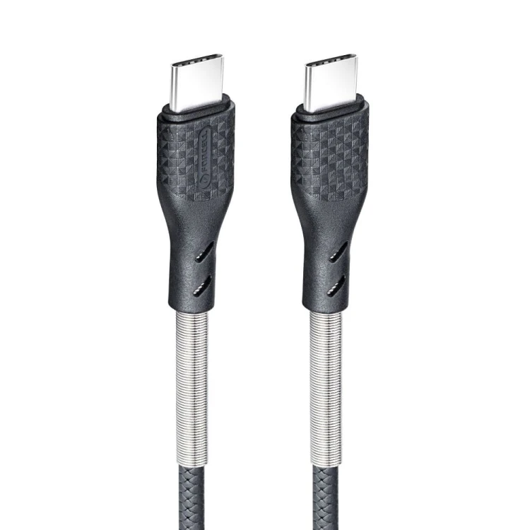 Pancerny kabel USB-C do USB-C Forcell F-Energy Carbon 66W PD – 1 m – Czarny