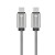 Pancerny kabel USB-C do USB-C Forcell F-Energy Metal 60W PD – 1 m – Srebrny