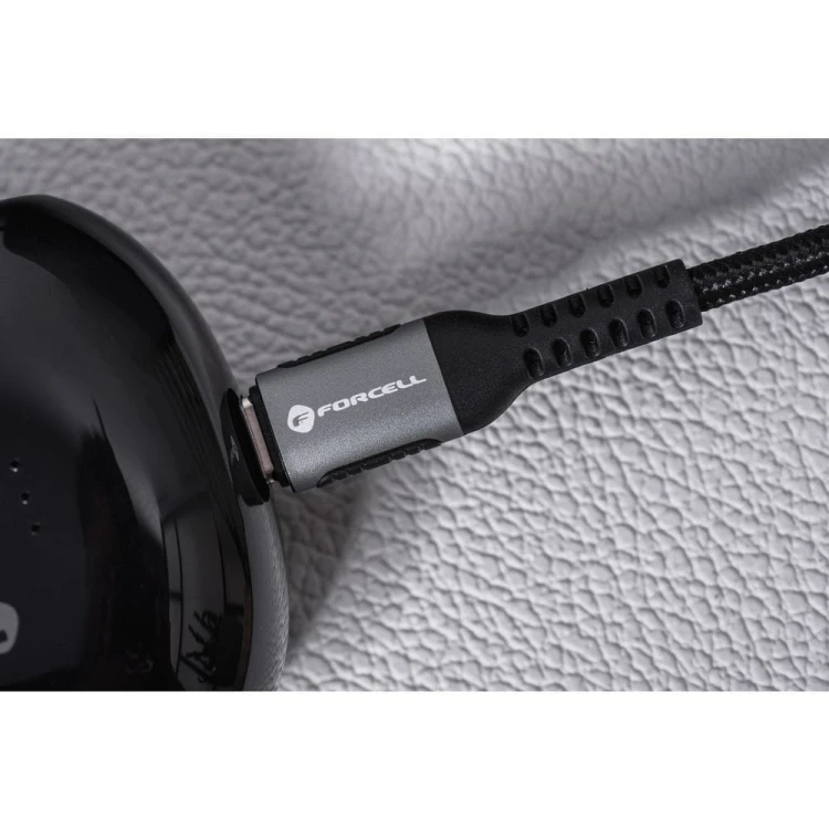 Wytrzymały kabel USB-C do USB-C Forcell F-Energy Cafule 100W PD – 1,2 m – Czarny