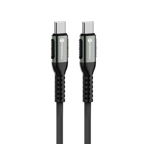 Ekstremalnie mocny kabel USB-C do USB-C Forcell F-Energy Cafule 240W PD – 1,2 m – Czarny