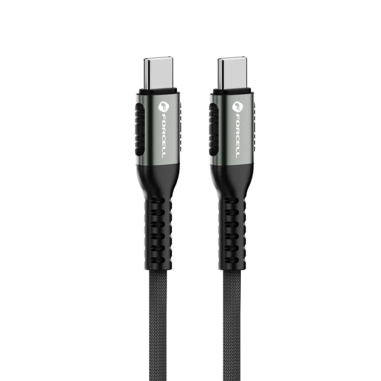 Ekstremalnie mocny kabel USB-C do USB-C Forcell F-Energy Cafule 240W PD – 1,2 m – Czarny