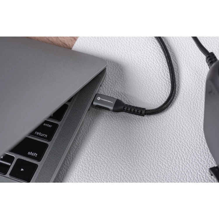 Ekstremalnie mocny kabel USB-C do USB-C Forcell F-Energy Cafule 240W PD – 1,2 m – Czarny