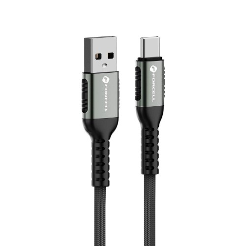 Wytrzymały kabel USB-A do USB-C Forcell F-Energy Cafule 66W – 1,2 m – Czarny