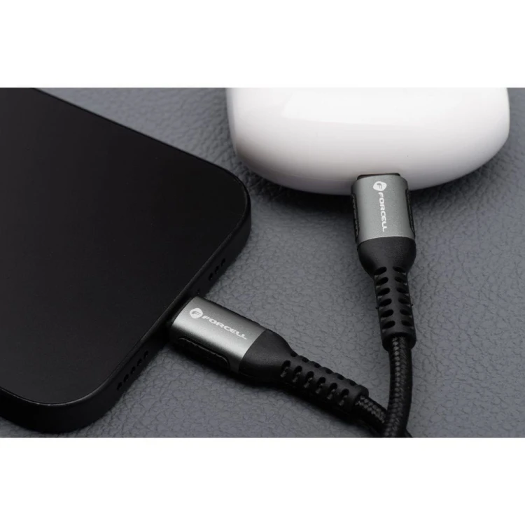 Wytrzymały kabel USB-C do USB-C Forcell F-Energy Cafule 100W PD – 3 m – Czarny