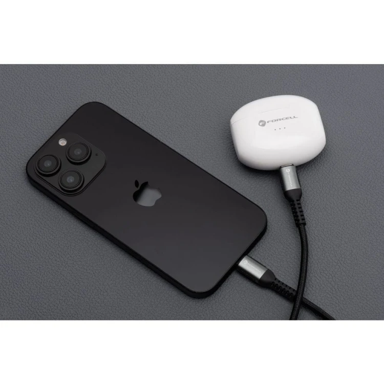 Wytrzymały kabel USB-C do USB-C Forcell F-Energy Cafule 100W PD – 3 m – Czarny