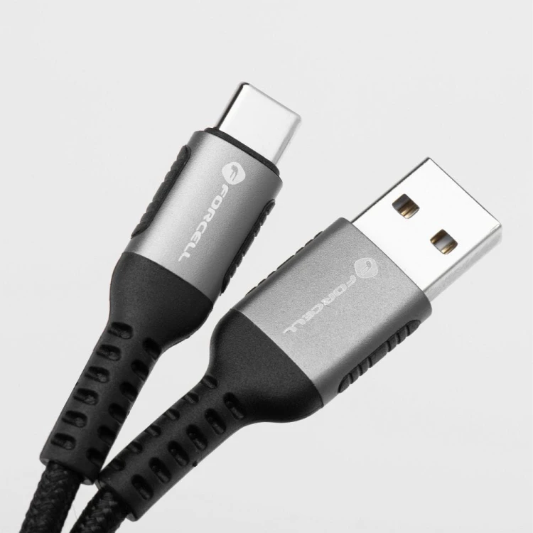 Wytrzymały kabel USB-A do USB-C Forcell F-Energy Cafule 66W – 2 m – Czarny
