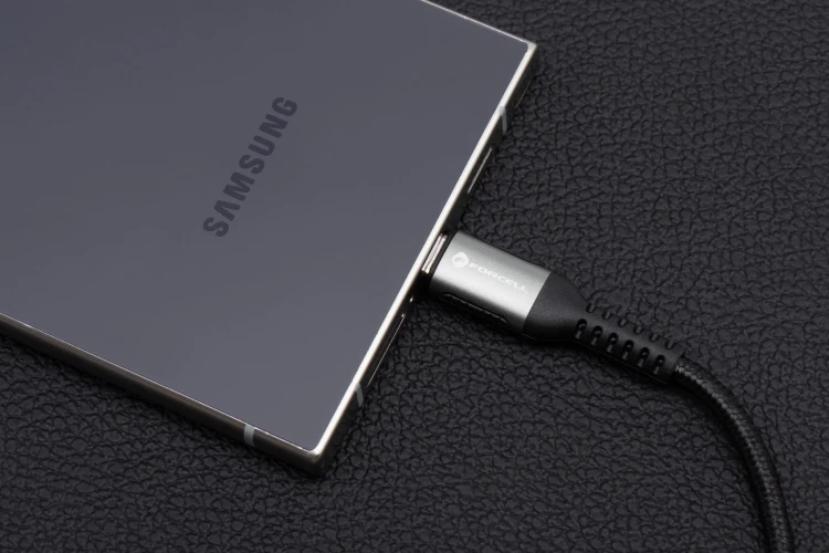 Ekstremalnie mocny kabel USB-C do USB-C Forcell F-Energy Cafule 240W PD – 3 m – Czarny