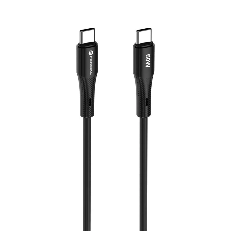 Elastyczny kabel USB-C do USB-C Forcell F-Energy Silicone 60W PD – 1 m – Czarny