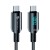 Inteligentny kabel USB-C do USB-C Forcell F-Energy Digital 100W PD z wyświetlaczem LCD i E-Mark – 1,2 m – Czarny
