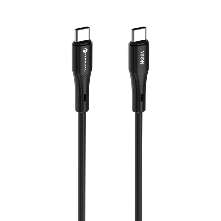 Elastyczny kabel USB-C do USB-C Forcell F-Energy Silicone 100W PD – 1 m – Czarny