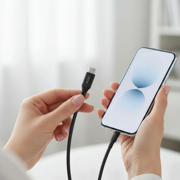 Elastyczny kabel USB-C do USB-C Forcell F-Energy Silicone 100W PD – 1 m – Czarny