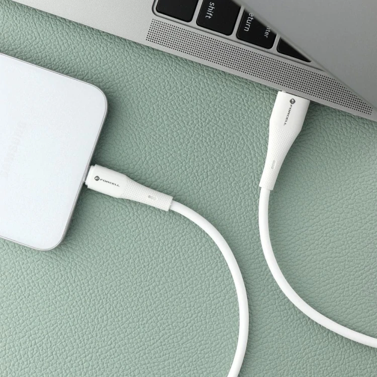 Elastyczny kabel USB-A do USB-C Forcell F-Energy Silicone 66W QC 4.0 – 1 m – Biały