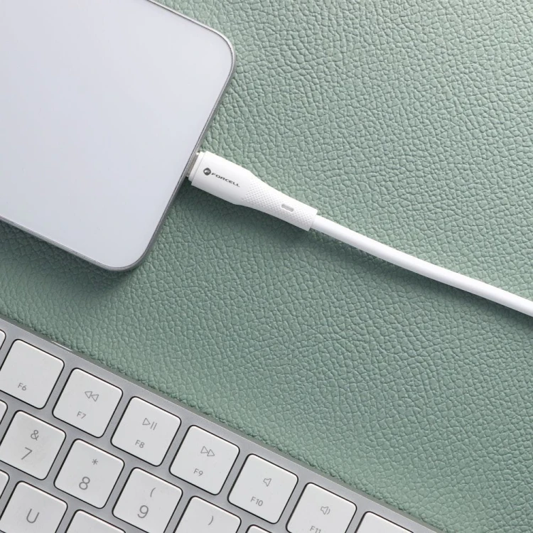 Elastyczny kabel USB-A do USB-C Forcell F-Energy Silicone 66W QC 4.0 – 1 m – Biały