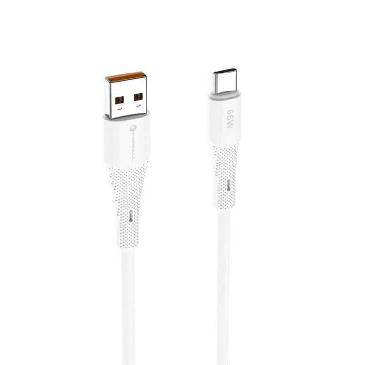 Elastyczny kabel USB-A do USB-C Forcell F-Energy Silicone 66W QC 4.0 – 1 m – Biały