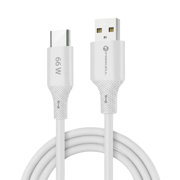 Elastyczny kabel USB-A do USB-C Forcell F-Energy Silicone 66W QC 4.0 – 1 m – Biały