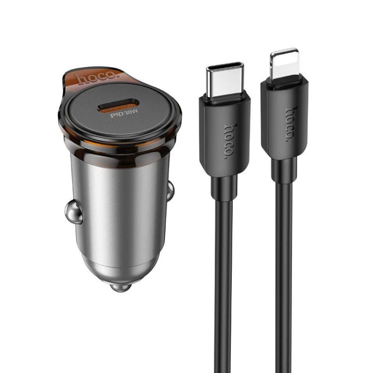 Zestaw Ładowarka Samochodowa Hoco NZ16 USB-C PD 30W + Kabel iPhone