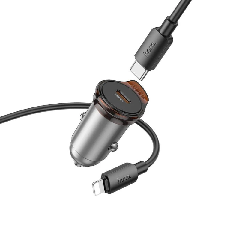 Zestaw Ładowarka Samochodowa Hoco NZ16 USB-C PD 30W + Kabel iPhone