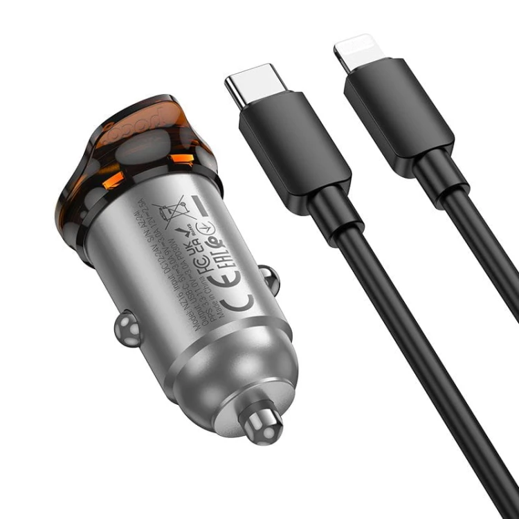 Zestaw Ładowarka Samochodowa Hoco NZ16 USB-C PD 30W + Kabel iPhone