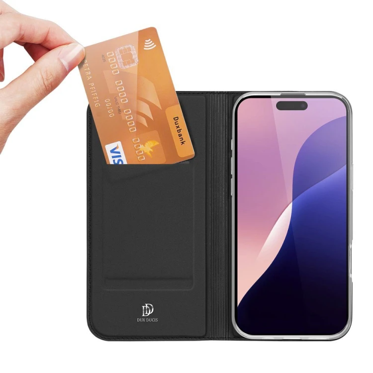 Etui z klapką Dux Ducis Skin Pro do iPhone 16 Pro Max Czarne - Kabura
