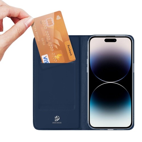 Etui z klapką Dux Ducis Skin Pro do iPhone 15 Niebieskie - Kabura